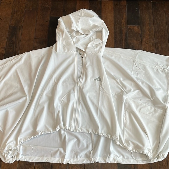 Adidas Tennis Premium Wind Jacket Poncho White Hooded Womens M NWT Loose fit - Picture 7 of 12